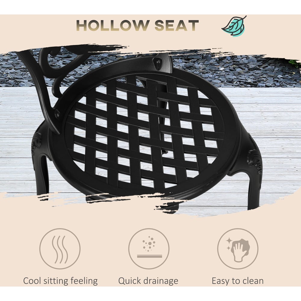 Outsunny 2 Seater Bistro Set with Umbrella Hole Black Image 6
