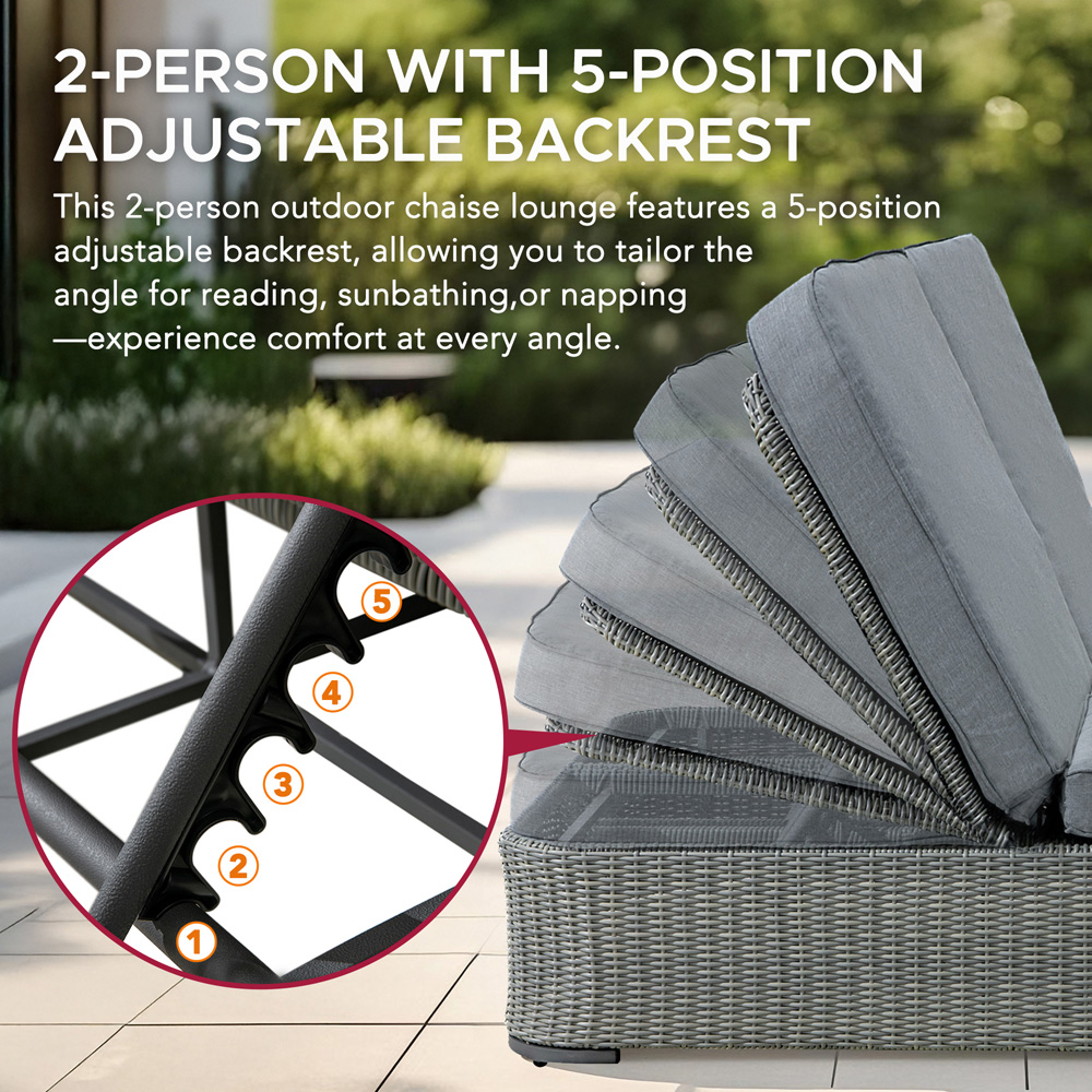 Sunjoy 2 Person Grey Patio Lounge Chair Image 3