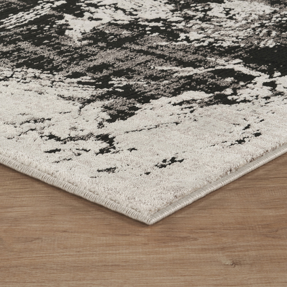 Mayfair Living Room Area Rug Metallic Sheen Contemporary Modern Canvas Design - Black 160cm x 230cm Image 5