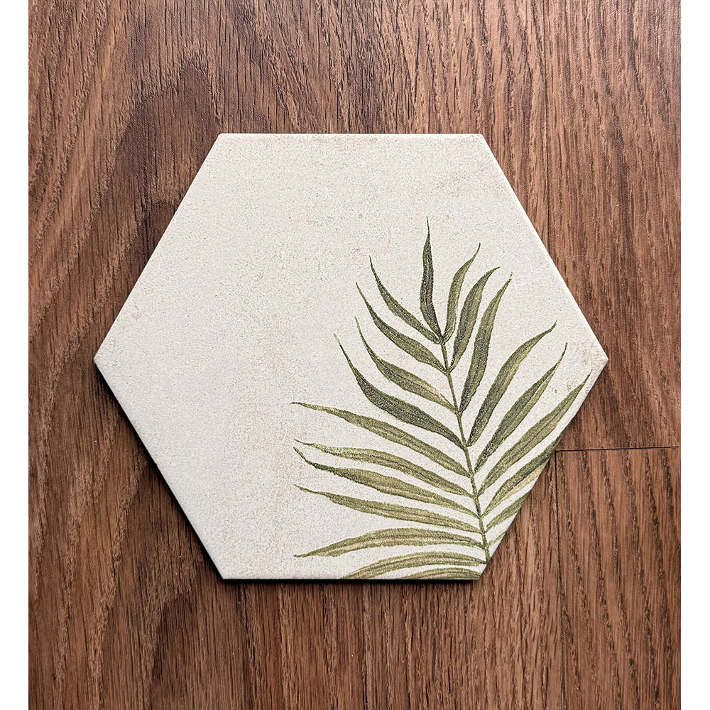 Top Ceramics Beige and Green Floral Stone Effect Hexagon Porcelain Wall Tile 215 x 250mm Image 6
