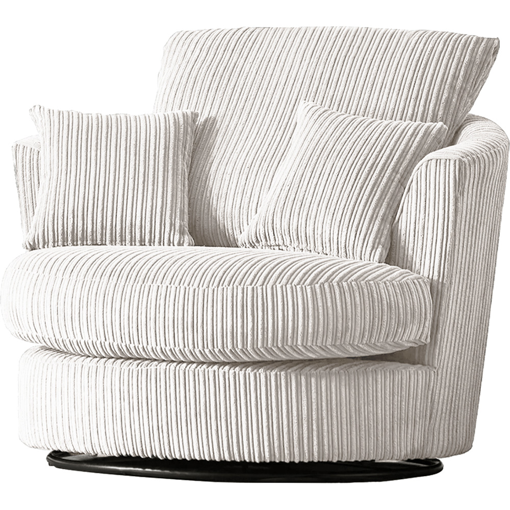 Luxor Silver Jumbo Cord Swivel Chair Image 3