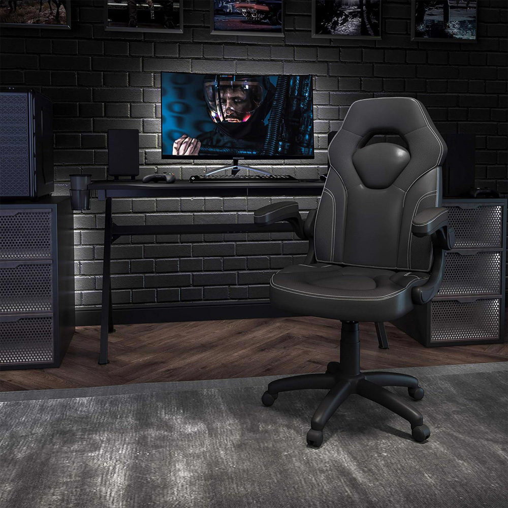 FWStyle X10 Black Faux Leather Racer Style Gaming Chair Image 4
