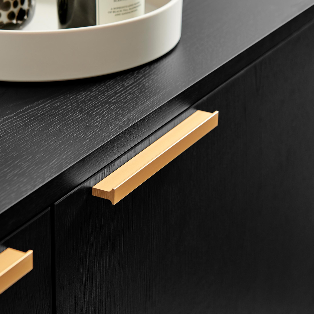 Furniturebox Ivata 2 Door Black and Copper Effect Medium Sideboard Image 2