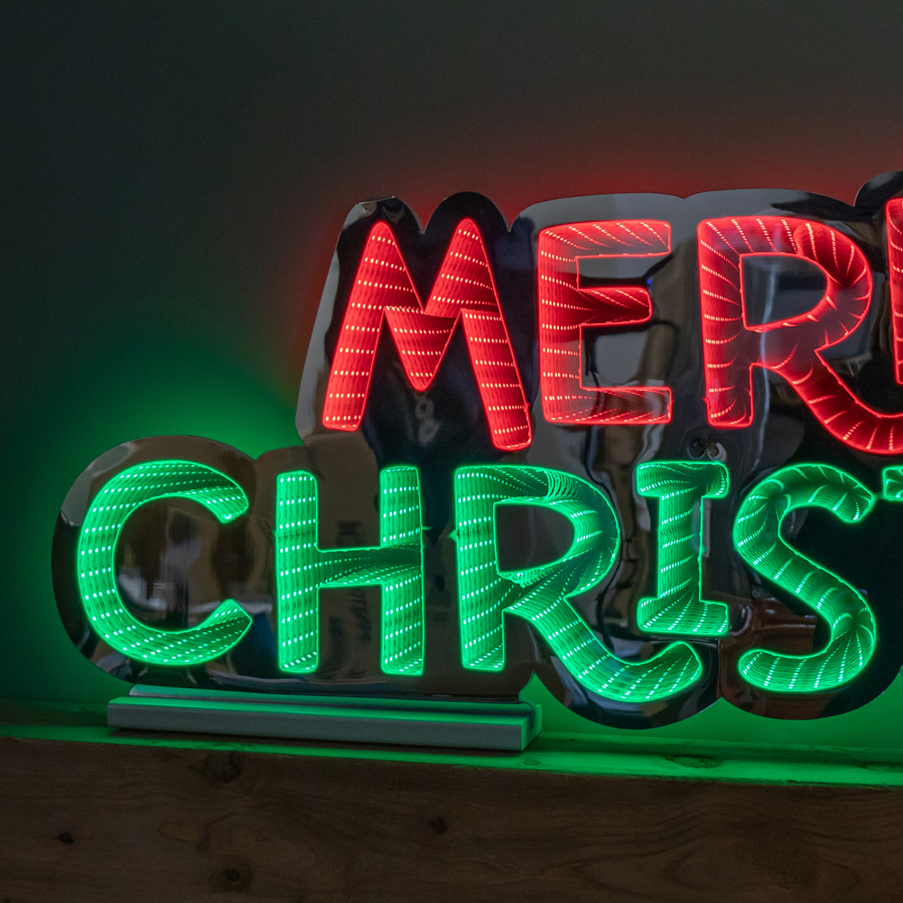 Samuel Alexander Red and Green LED Light Up Merry Christmas Infinity Light Decoration 100cm Image 4