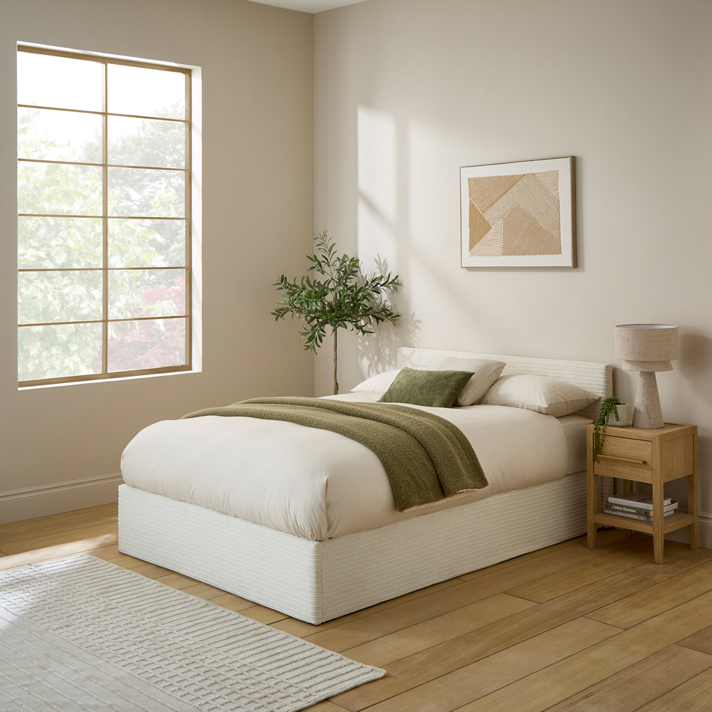 GFW Double Cream Corduroy End Lift Ottoman Bed Image 7