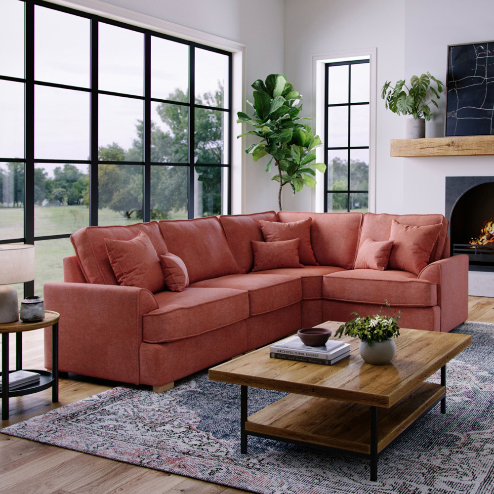 Alba City 5 Seater Ruby Fabric Left Hand Corner Sofa Image 5