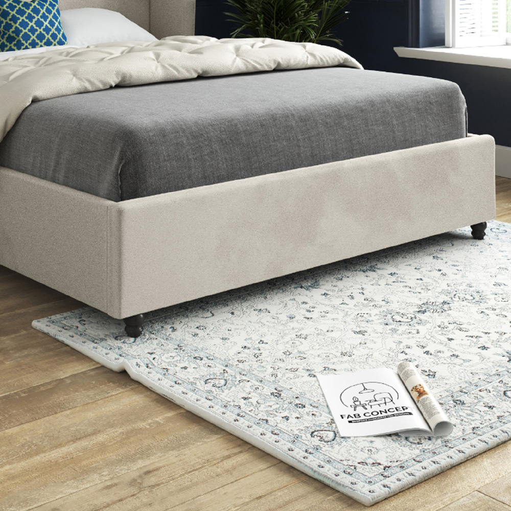 Zampa Super King Size Silver Soft Velvet Upholstered Bed Frame with Curved Winged Headboard Image 4