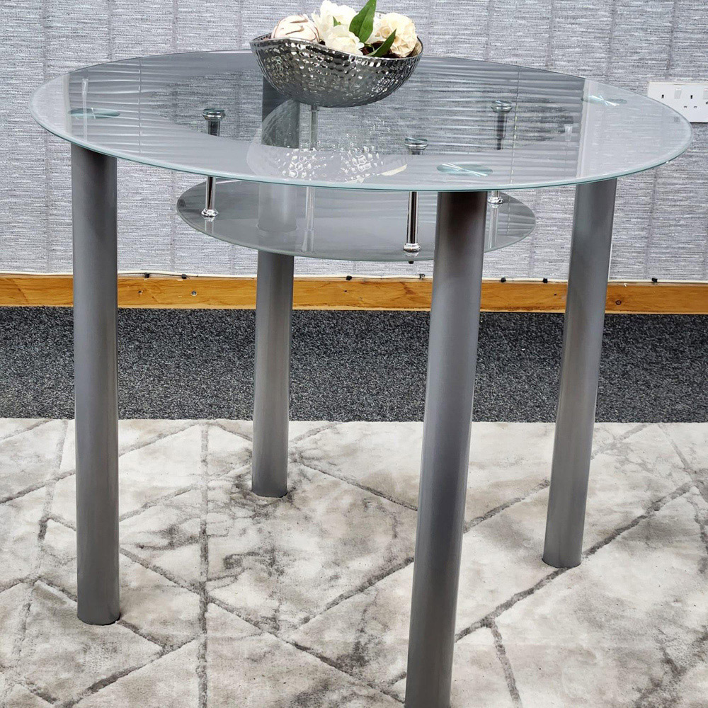 Kosy Koala 4 Seater Grey Glass Round Dining Table Image 4