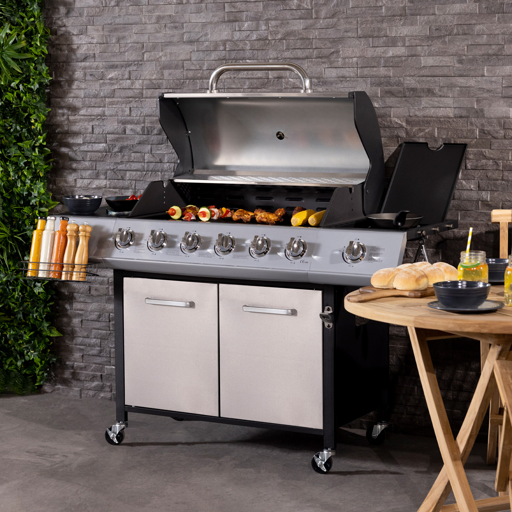 Charles Bentley Premium 6 + 1 Burner Gas BBQ Silver Image 2