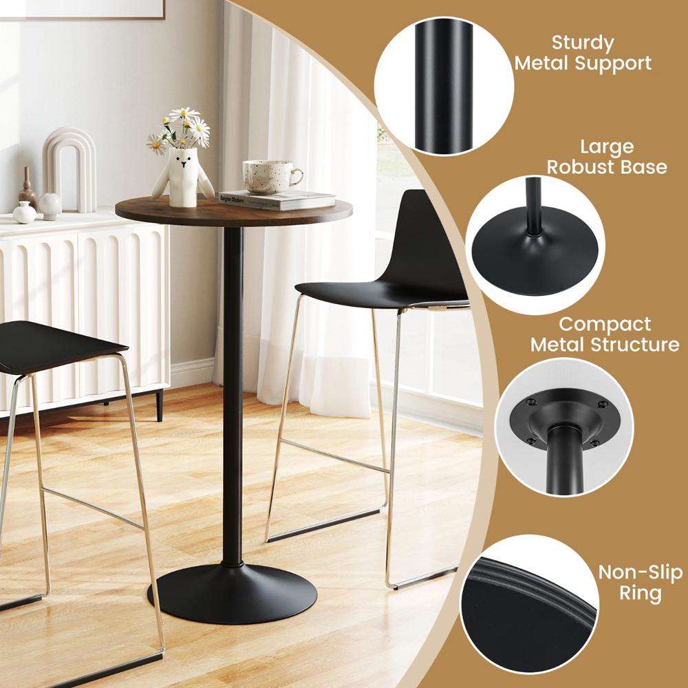 Costway Round Top Pub and Bar Table Rustic Brown Image 7