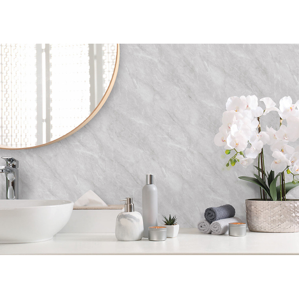 Proclad Aquabord Light Grey Marble Matt Tongue and Groove Shower Panel with Edge Trim and Adhesive Image 4
