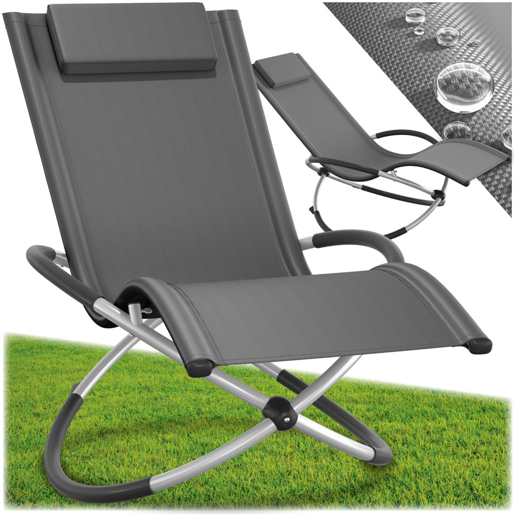tectake Paulina Grey Foldable Sun Lounger with Cushion Image 2