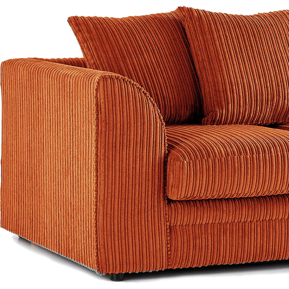 Luxor 3 Seater Orange Jumbo Cord Scatter Back Sofa Image 3