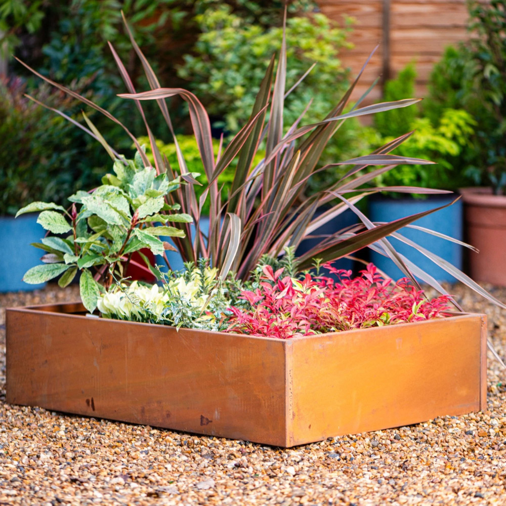 Garden Gear Rust Effect Metal Raised Garden Bed 120 x 80 x 20cm Image 2