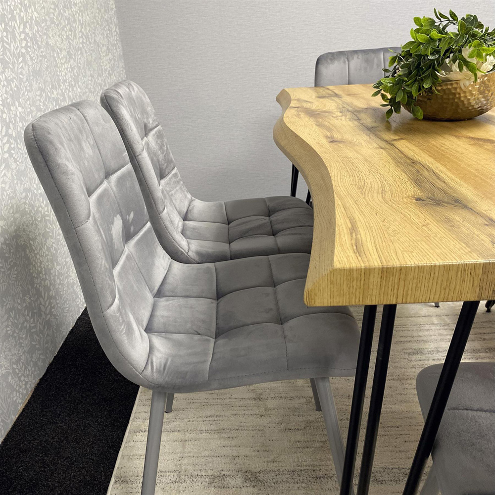 Kosy Koala 6 Seater Velvet Wooden Dining Set with Bench Grey Image 3