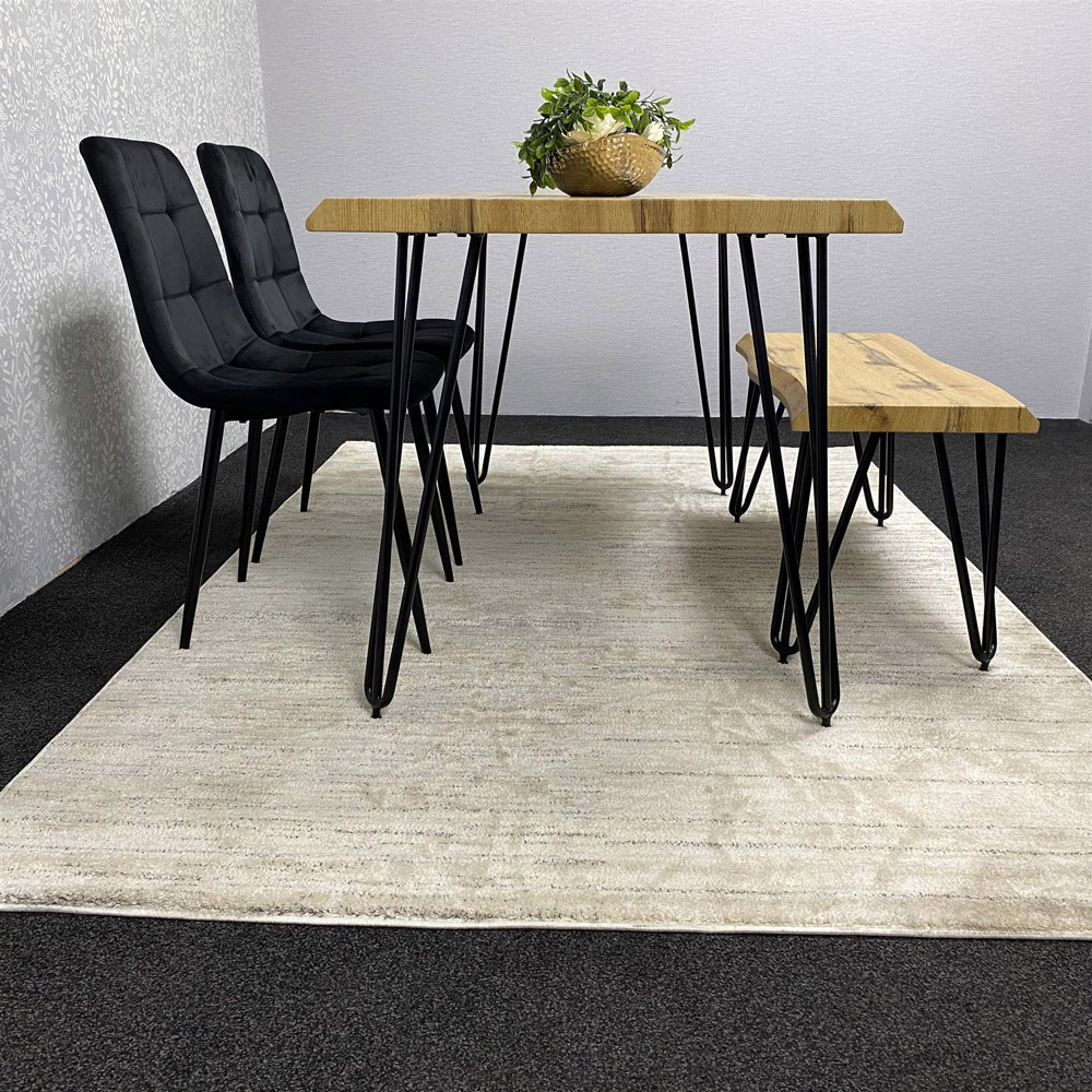 Kosy Koala 4 Seater Velvet Wooden Dining Set with Bench Black Image 6