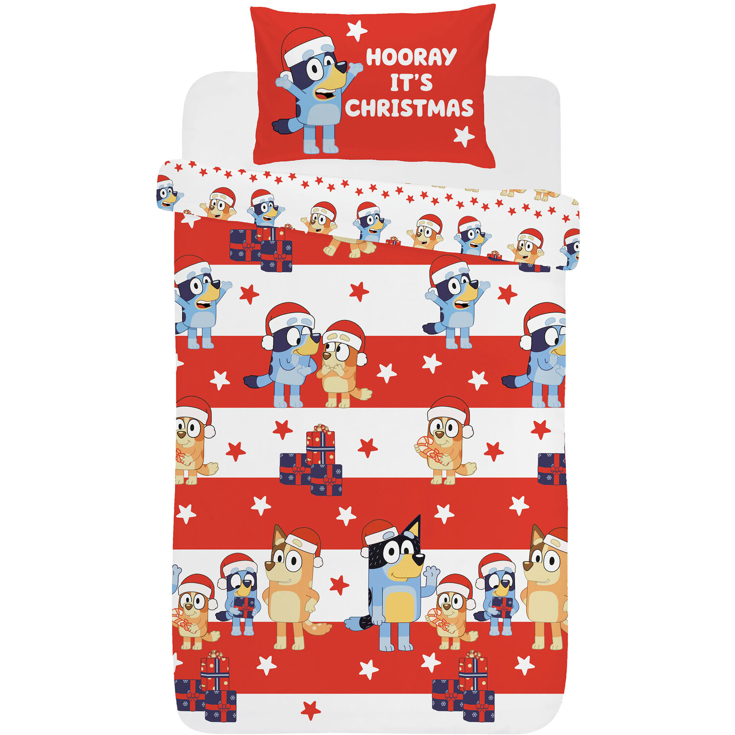 Bluey Festive Stars Duvet Set Red and White Image 3