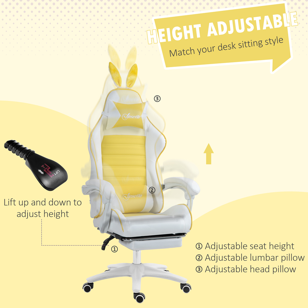 Portland Yellow Rabbit Ear Gaming Chair with Footrest Image 5