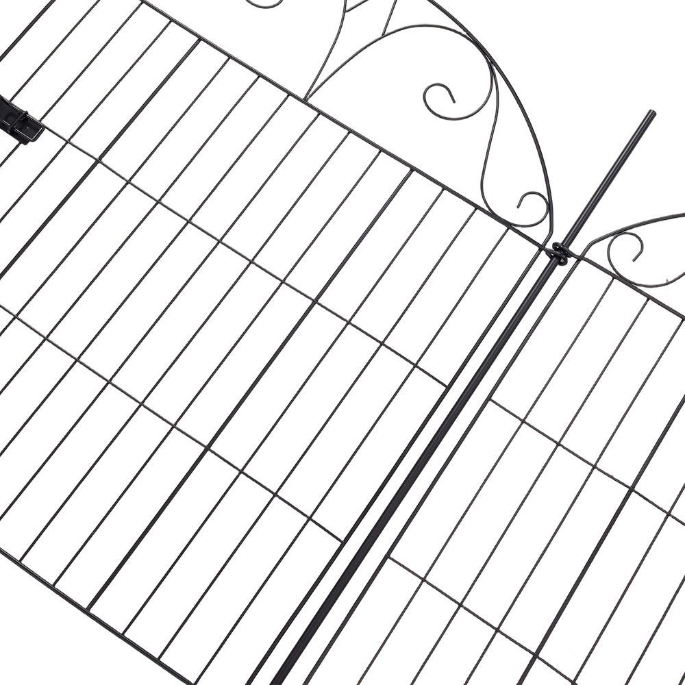 Living and Home 2.6 x 2.2ft 5 Panel Black Arched Top Scroll Detail Metal Garden Fence Image 3