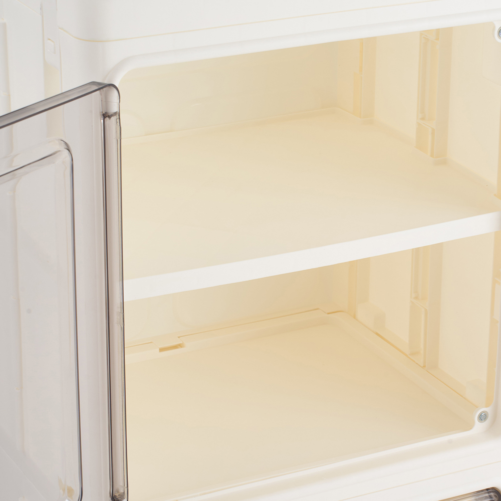 Living and Home 2-Tier White Slim Storage Cabinet with Wheels Image 3