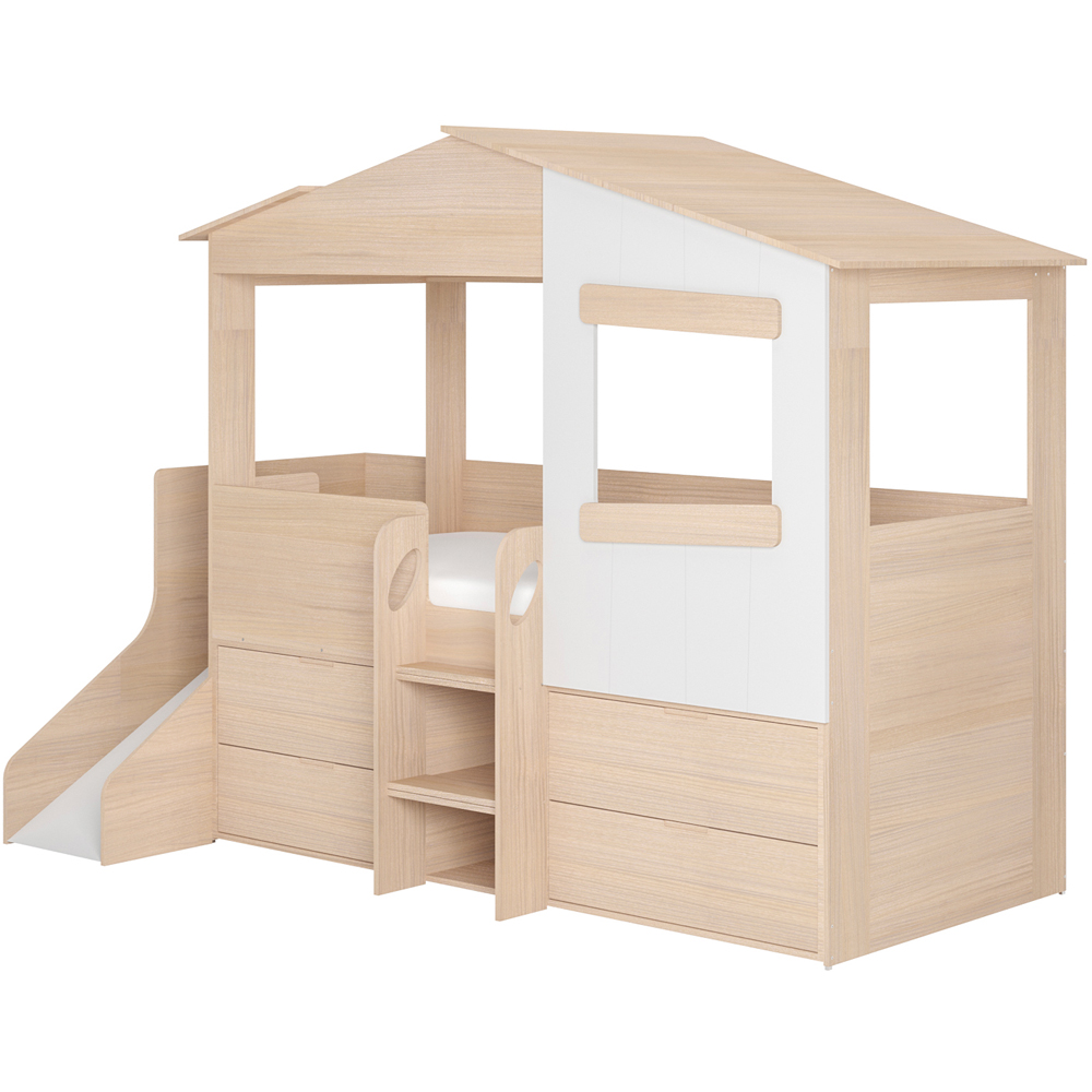 Flair Dreamland Oak Play House Slide Mid Sleeper with Storage Image 2