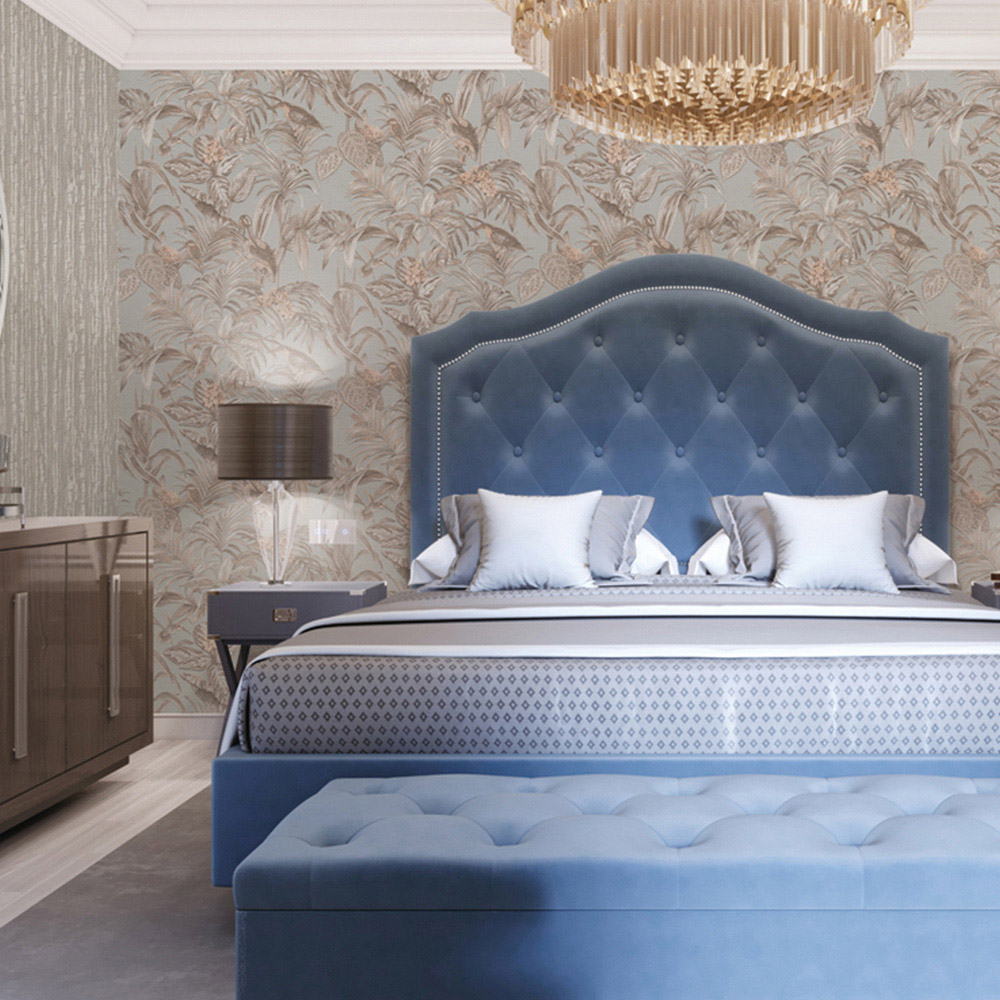 Design ID Bird of Paradise Beige and Grey Wallpaper Image 2