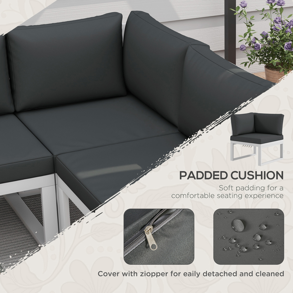 Outsunny 5 Seater White Recliner Corner Lounge Set Image 5