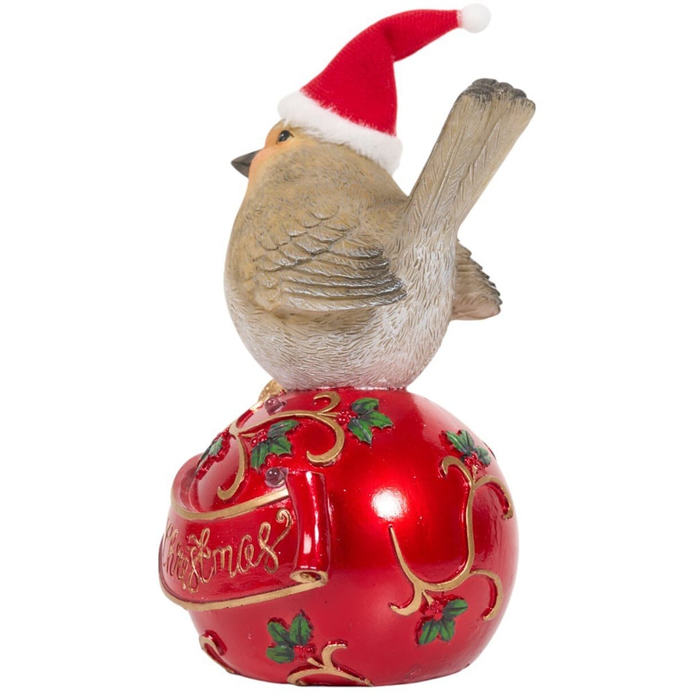 Christmas Robin on LED Bauble OrnamentRed Image 3