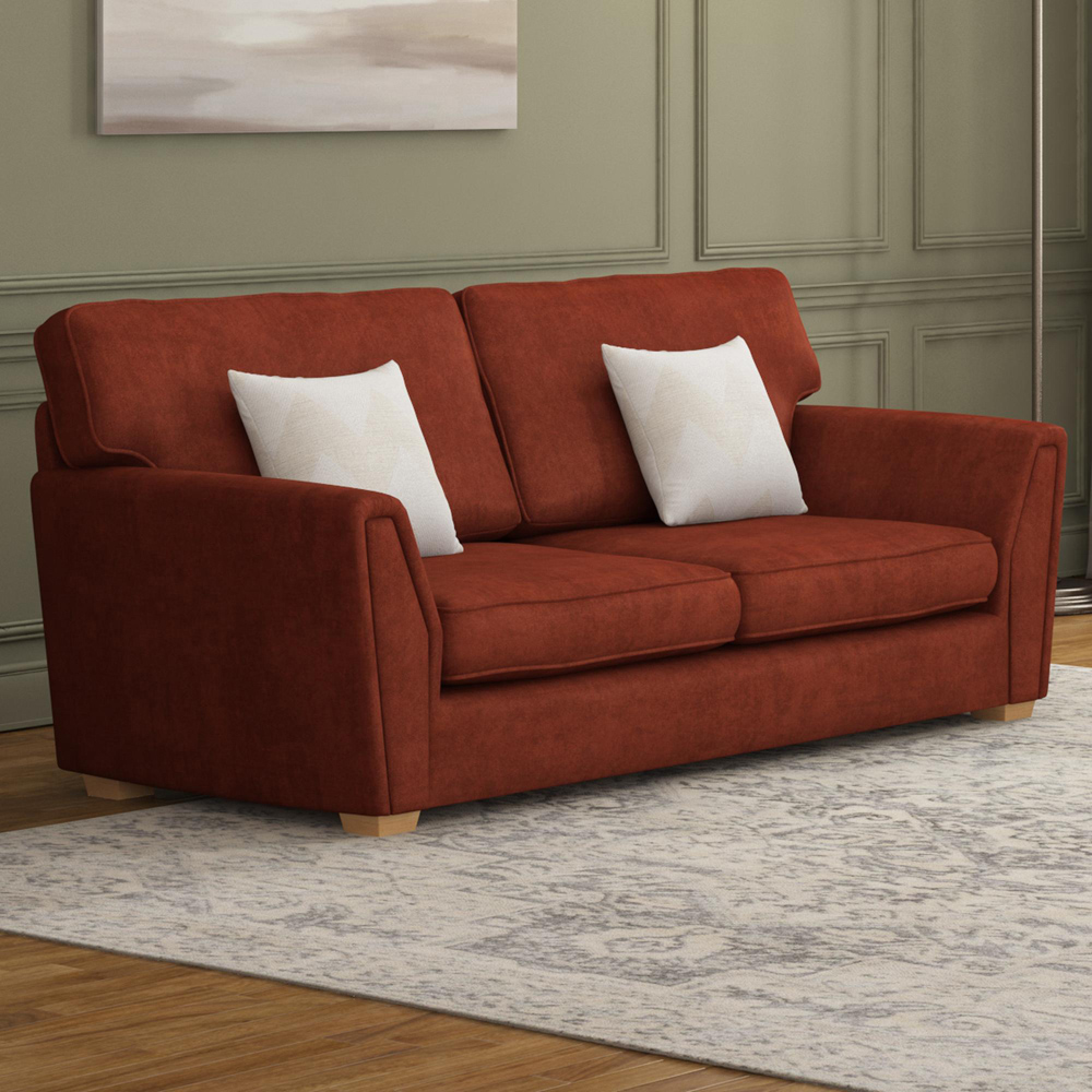 Wendleberry 5 Seater Marmalade Plush Velvet Fixed Back Sofa Set Image 5