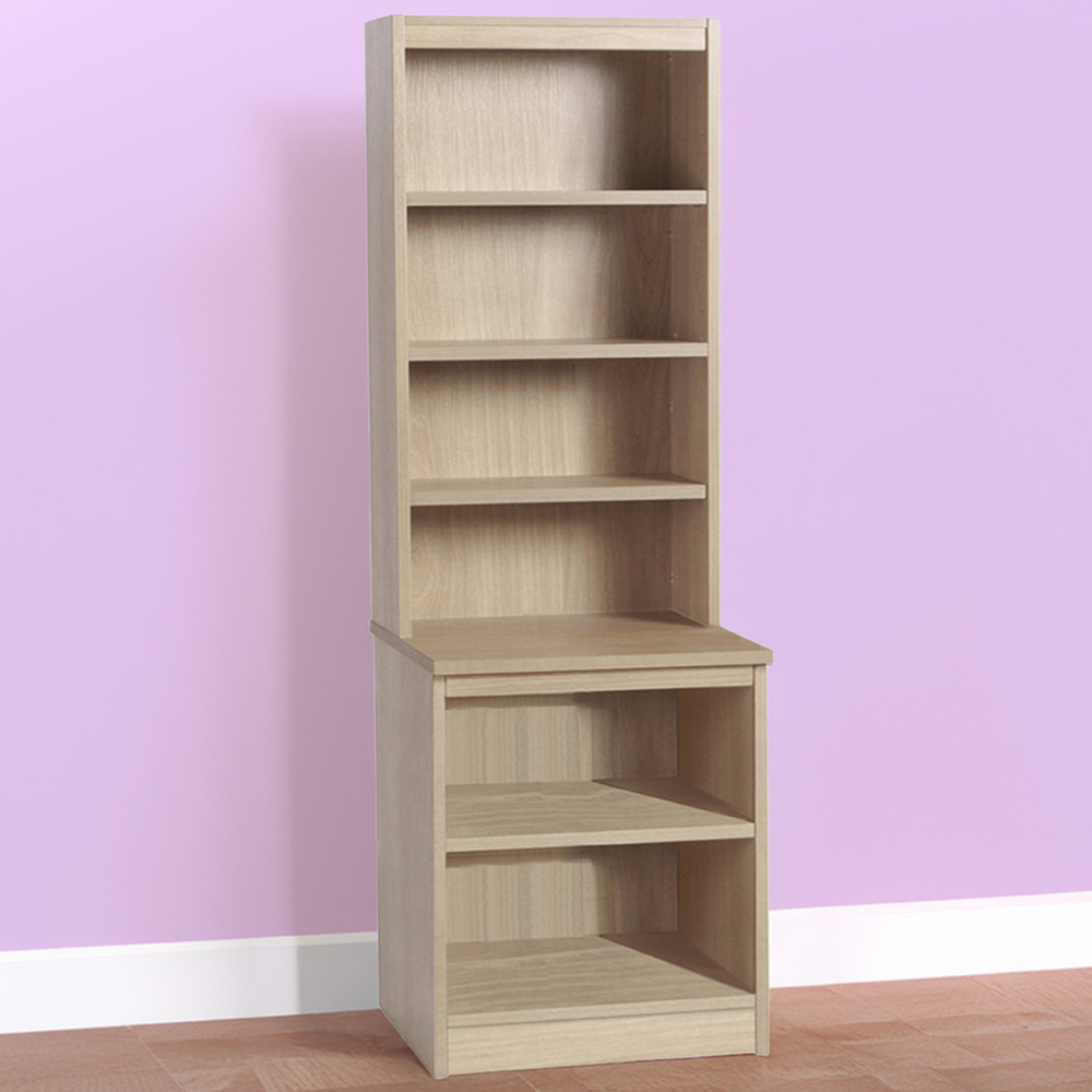 R White Cabinets 6 Shelf Brown Desk Height Bookcase with Hutch Image 1