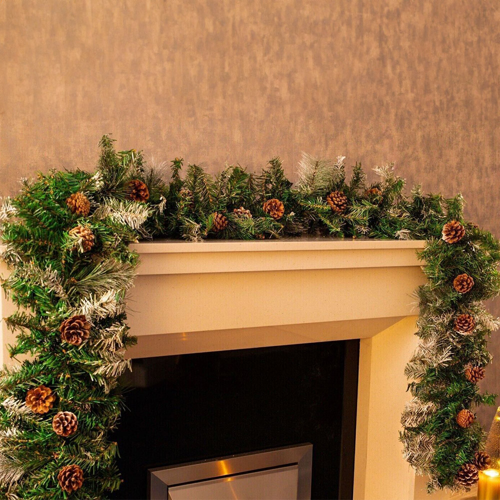 Marco Paul Frosted Glacier Christmas Garland with Tips and Cones 270cm Image 2