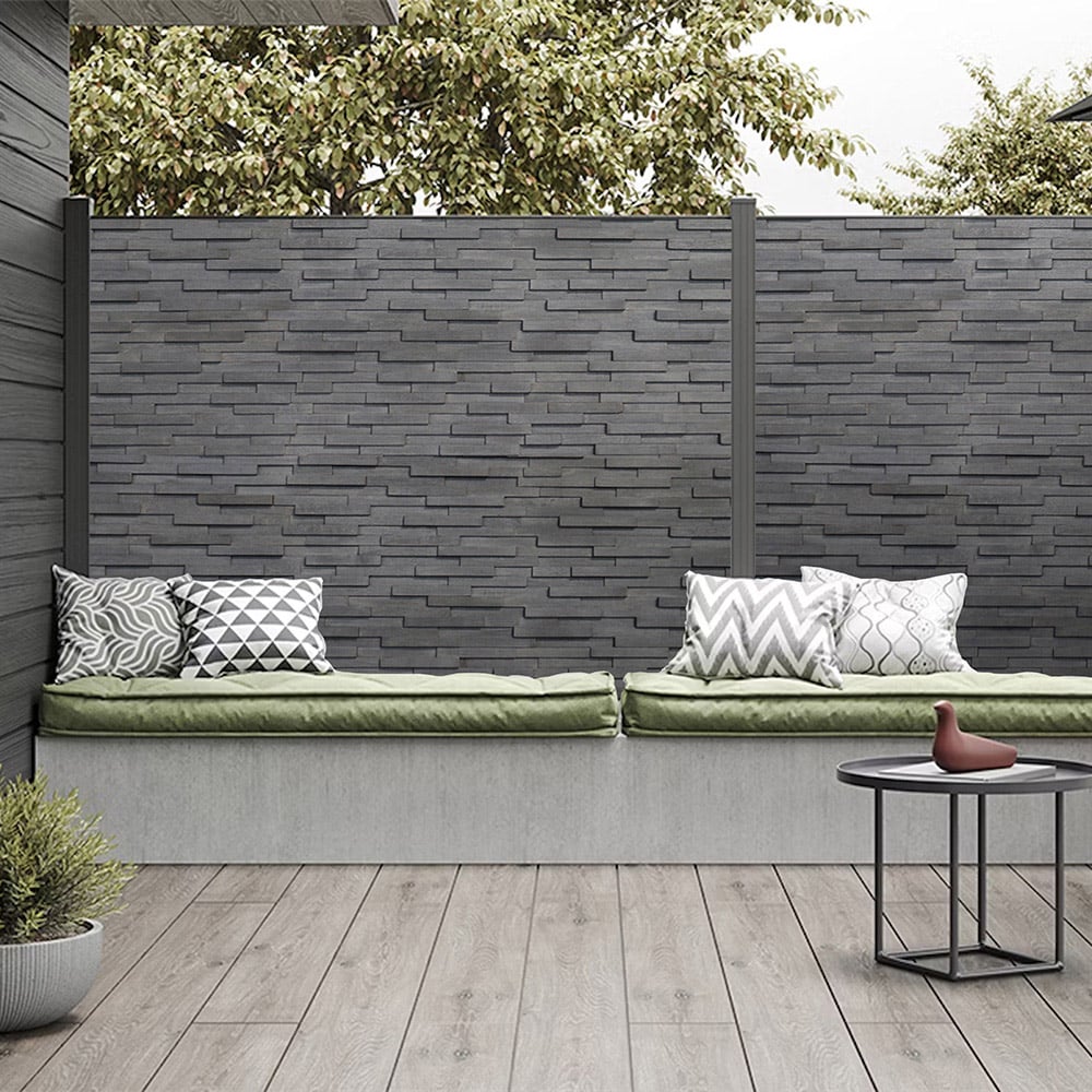 Tuscan Smooth Mosaic Anthracite 3D Split Face Hardwood Wall Tile Image 1