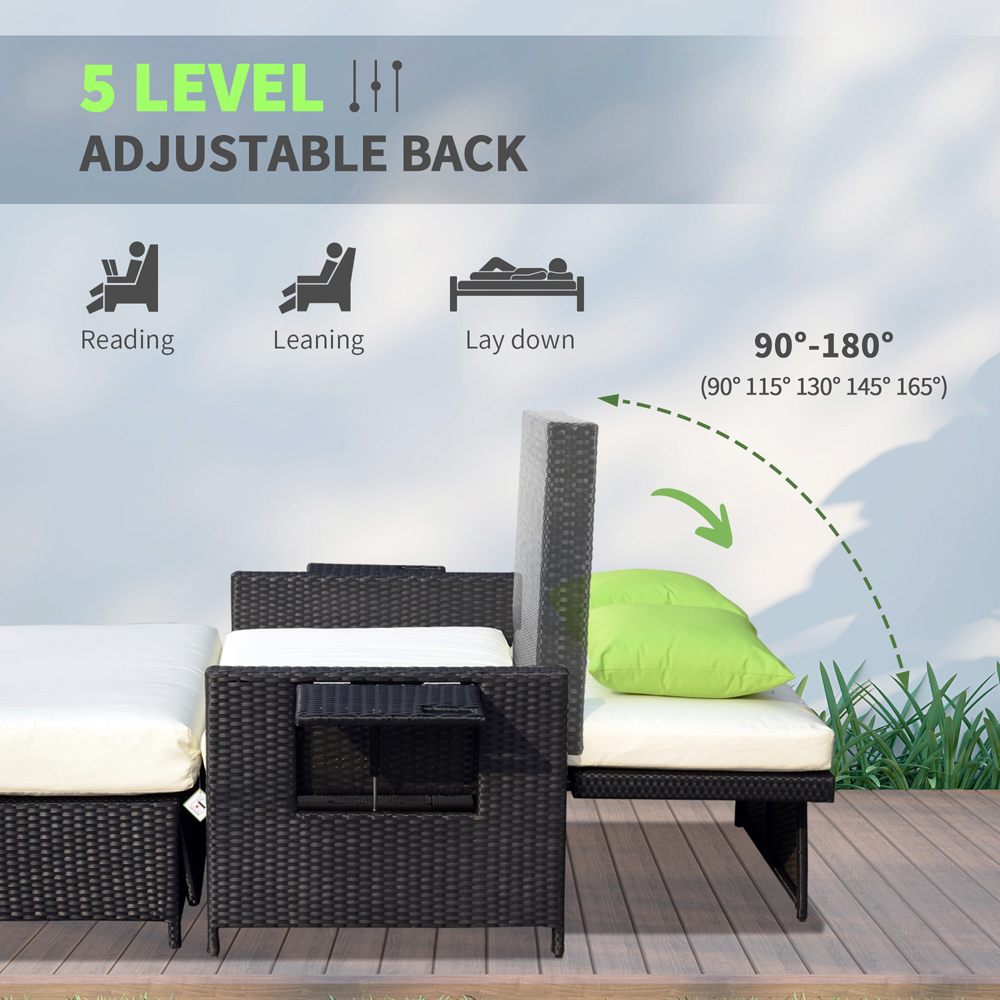 Outsunny 2 Seater Black Rattan Daybed Image 4