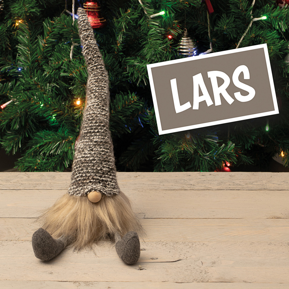 St Helens Fabric Grey Check Hat Santa-Gonk Decoration Image 3