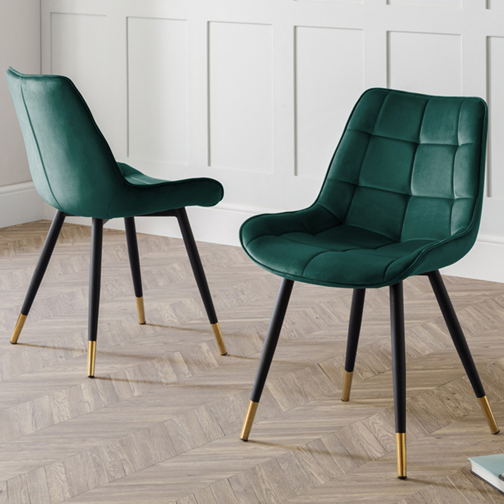 Julian Bowen Hadid Set of 2 Green Dining Chair Image 1