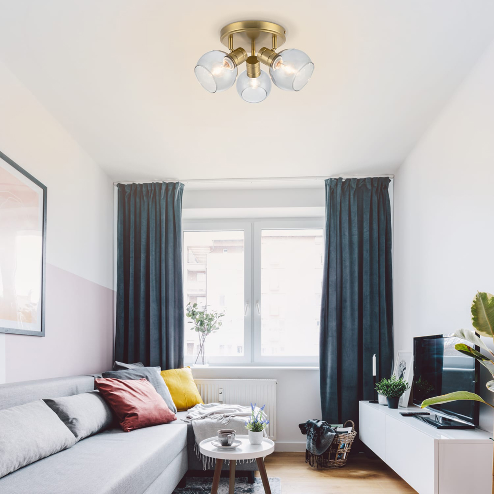 Cosylyte Hilston 3 Light Smoky Glass Shade Gold Spotlight with Metal Base Image 4