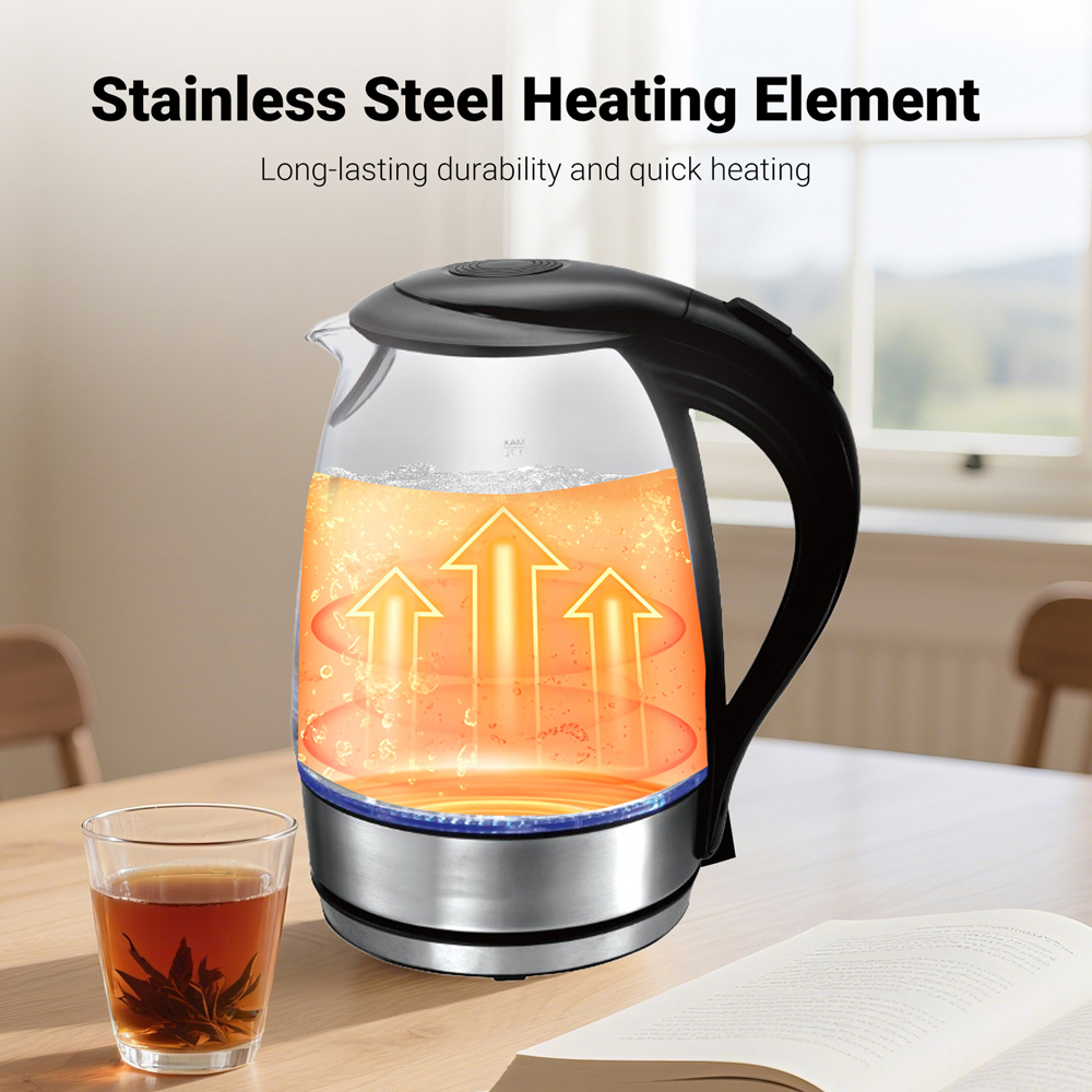 ExtraStar NHHB1748 1.7L Borosilicate Glass Cordless Electric Kettle with LED Indicator Light Image 3