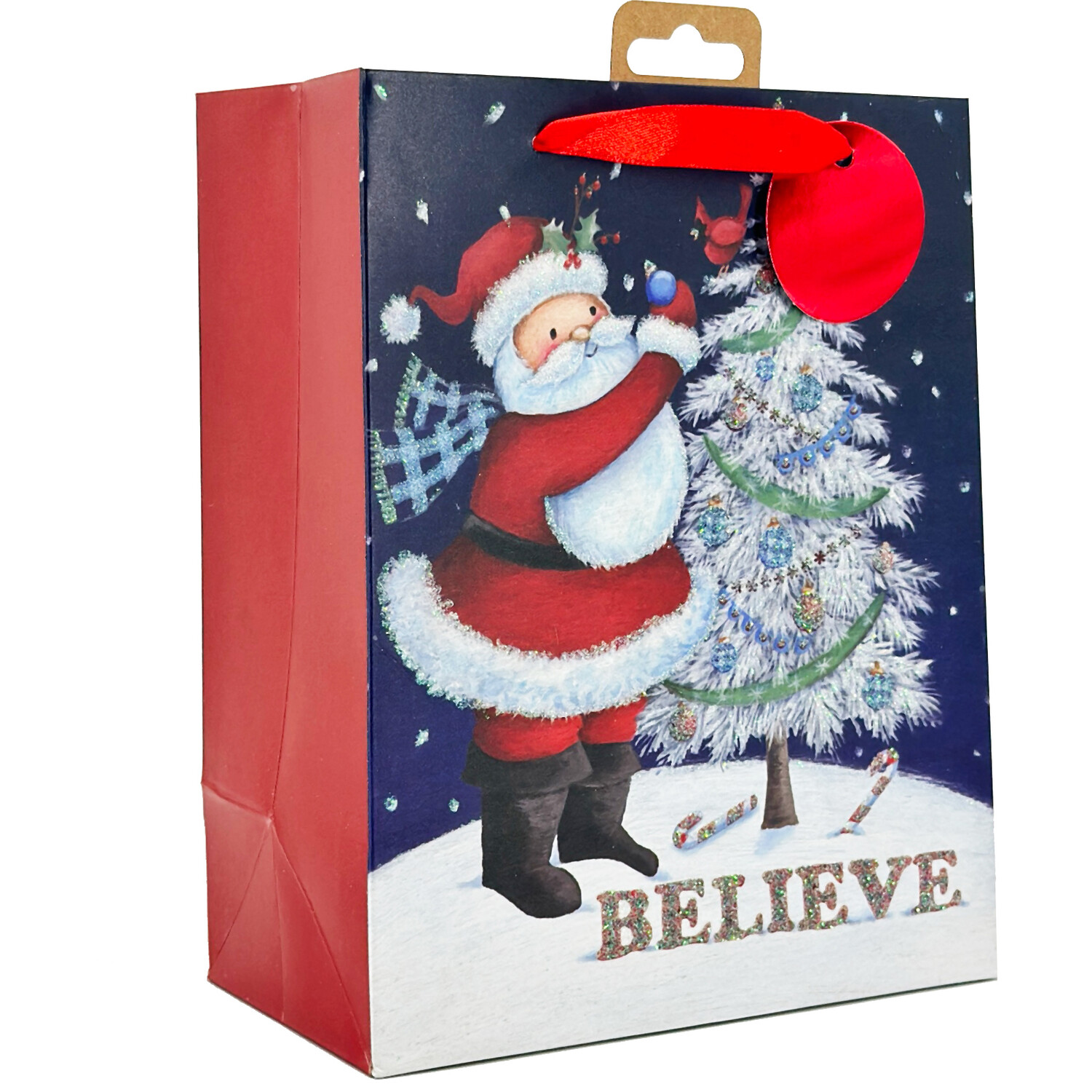 Santa Believe Gift Bag Blue Large Image 2