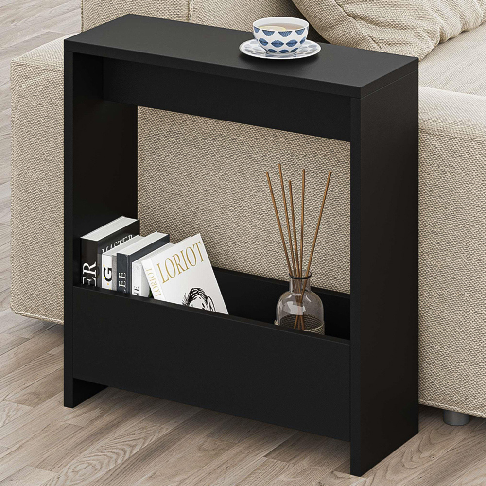 Decortie Simpi Single Shelf Black Bute Side Table Image 1
