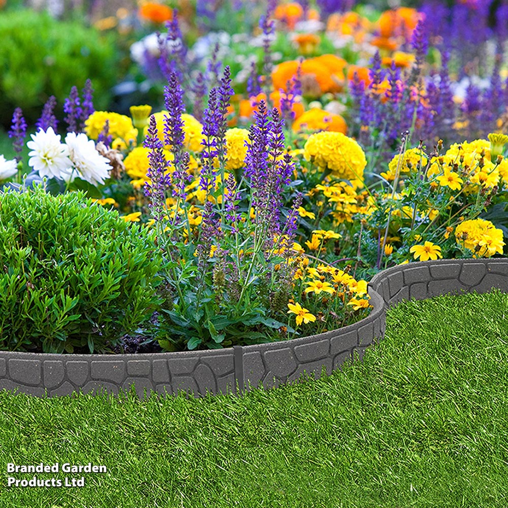 Garden Gear 9 x 120cm Grey Ultra Curve Stones Garden Border Edging Image 2