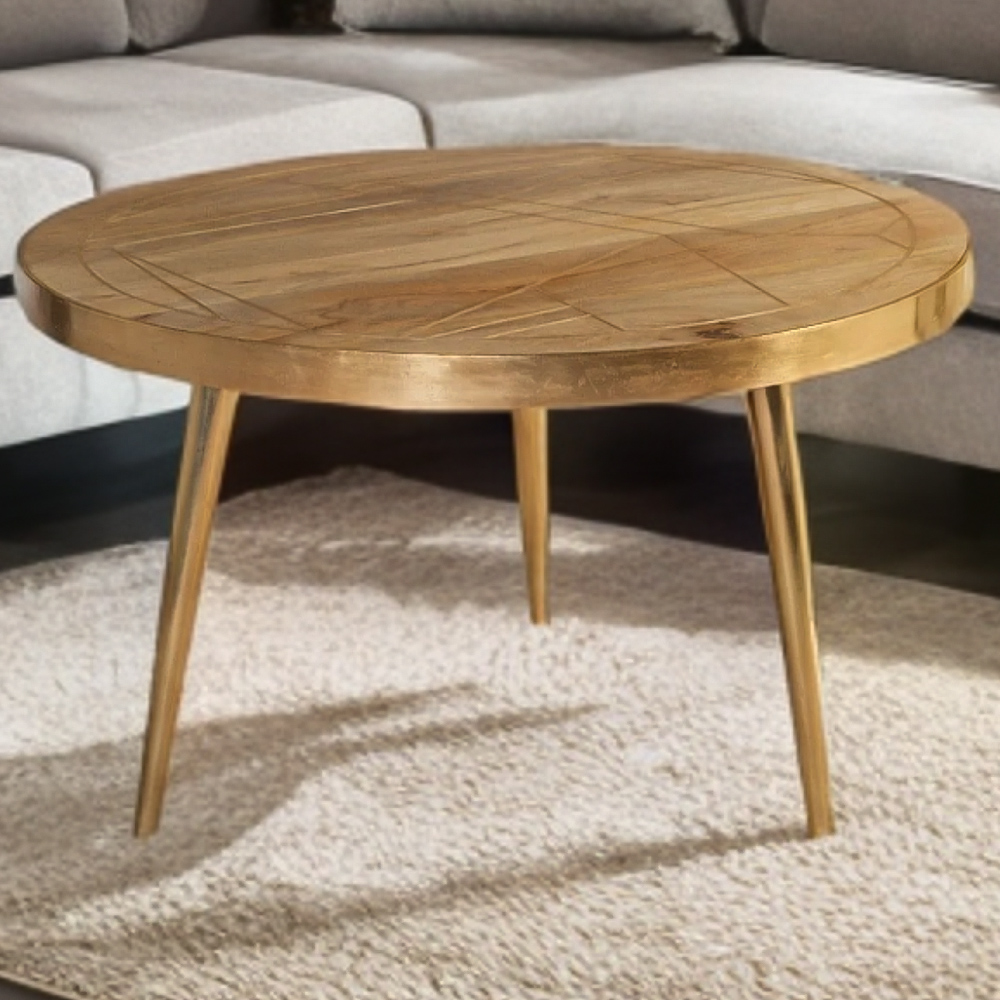 Brooklyn Huyen Light Gold Round Coffee Table Image 1