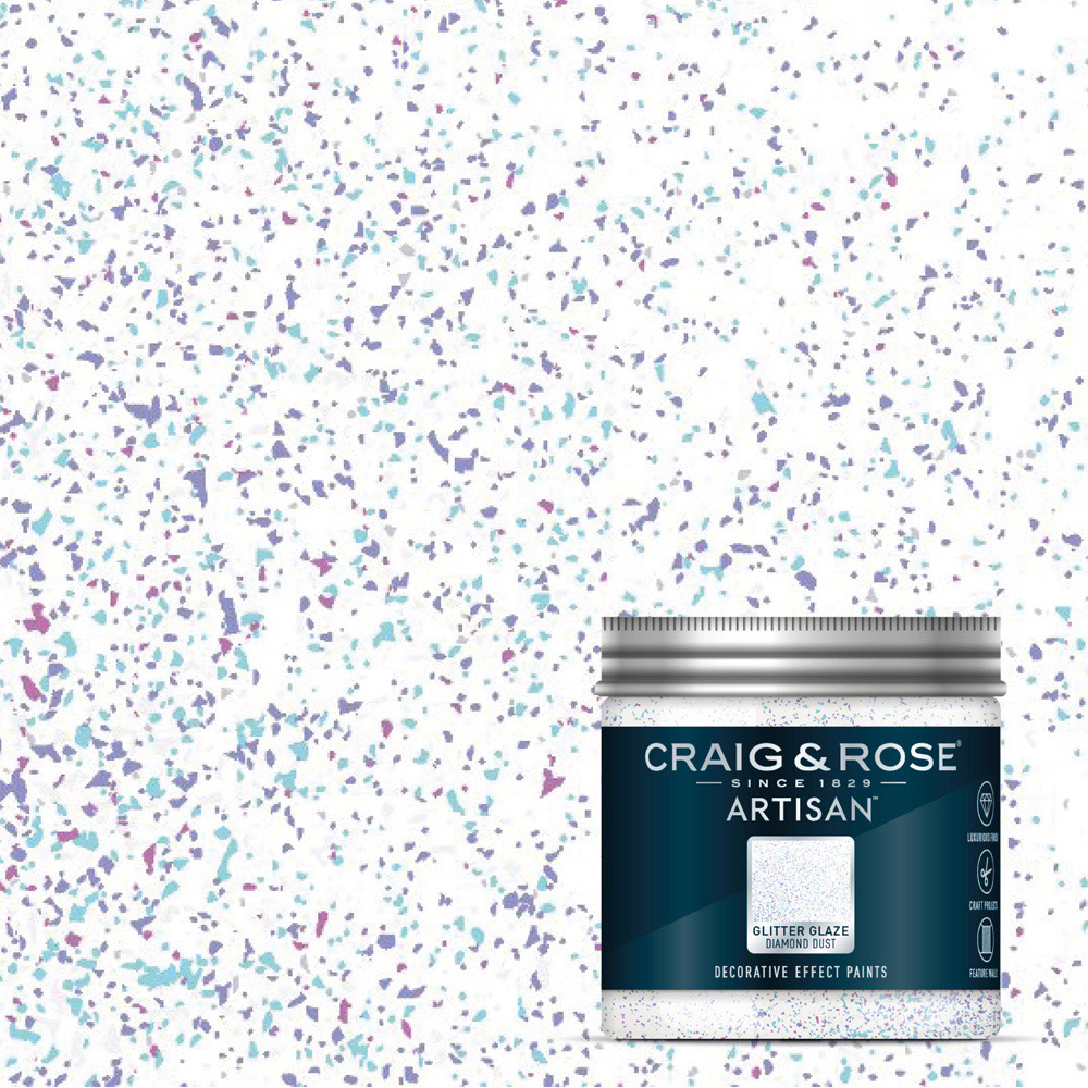 Craig & Rose Artisan Feature Wall Starlight Silver Glitter Glaze Effect Paint 750ml Image 4