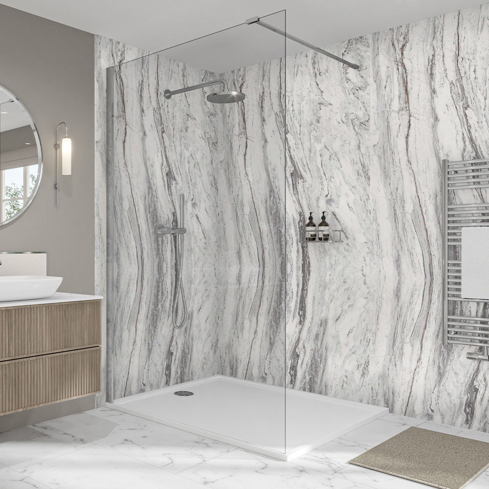 Wetwall Elite Double Post Formed Marmo Linea Shower Panel 2420 x 580mm Image 1