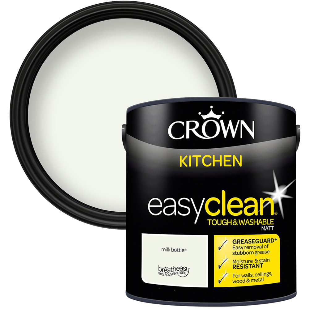 Crown Easyclean Kitchen Paint - Milk Bottle / 2.5l Image 1