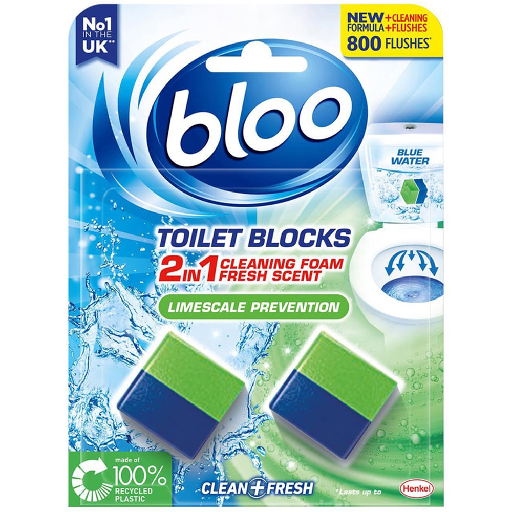 Bloo 2 in 1 Cleaning Foam Limescale Prevention Toilet Rim Block 7 Pack Image 2