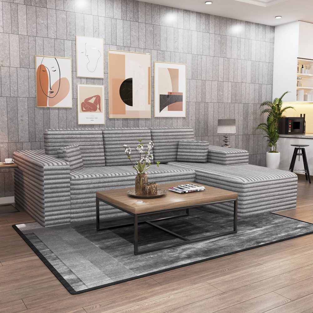 M N Furniture Smart 3 Seater Grey Right Hand L-Shape Corner Sofa Image 4