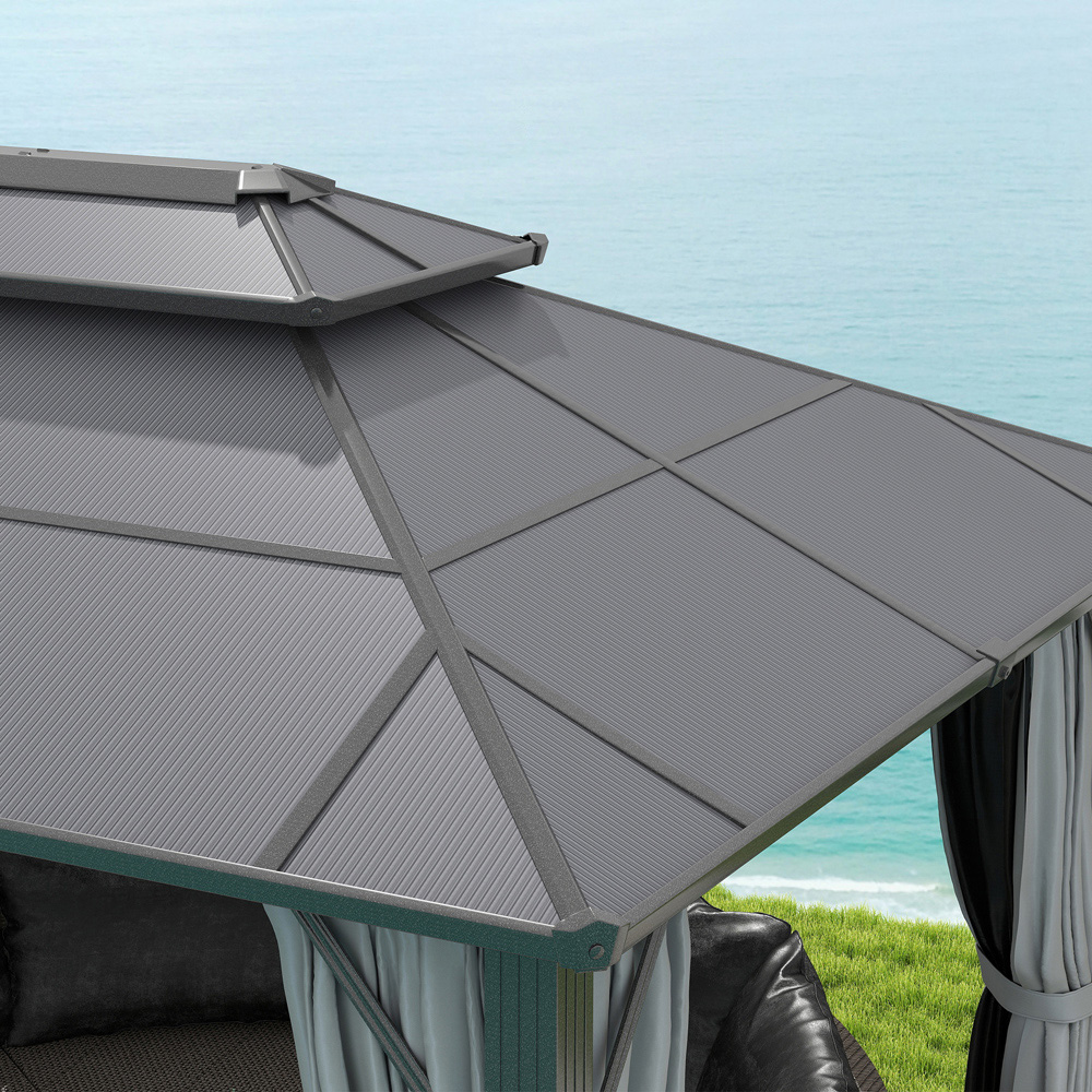 Outsunny 3 x 4m Grey Aluminium Frame Polycarbonate Hard Top Gazebo Image 3