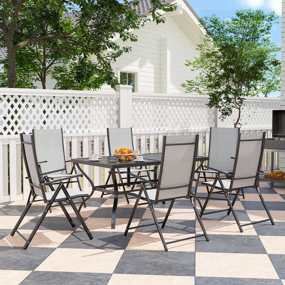 Outsunny 6 Seater Garden Dining Set Grey Image 7