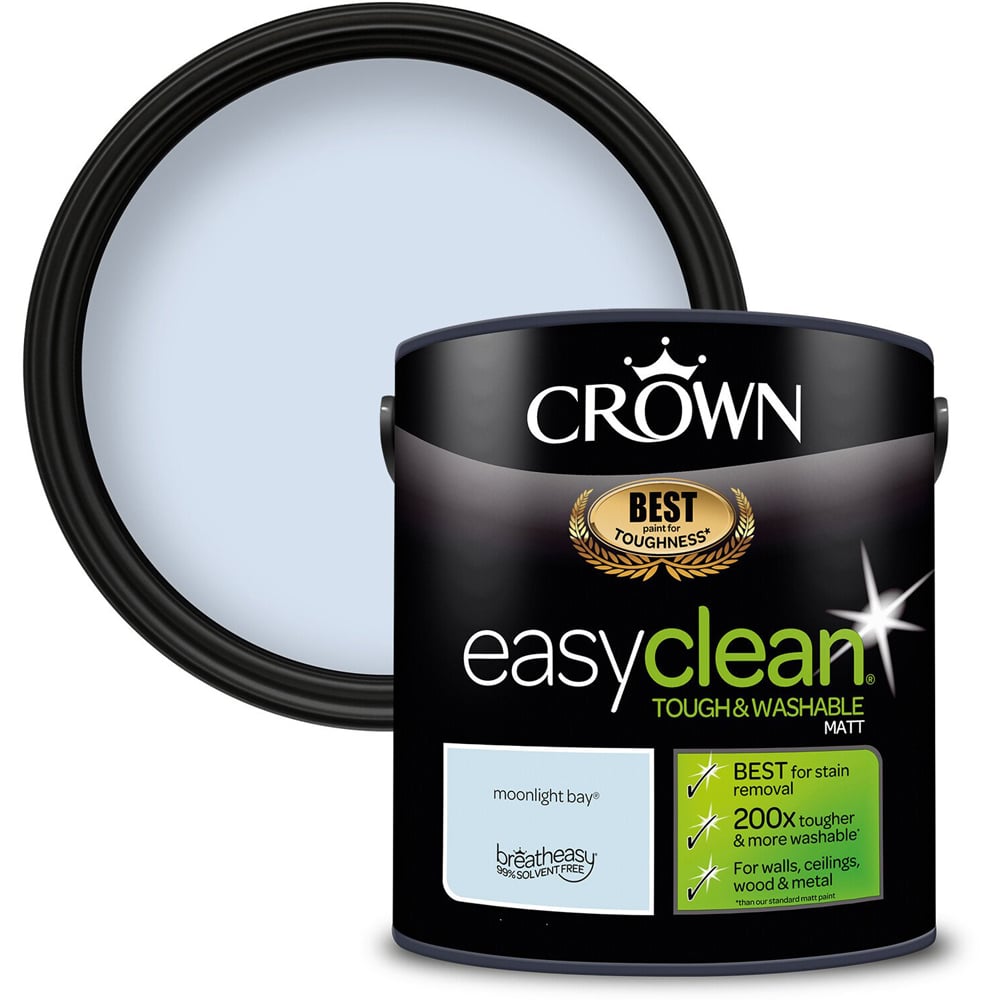 Crown Easyclean Moonlight Bay Matt Emulsion Multisurface Paint 2.5L Image 1