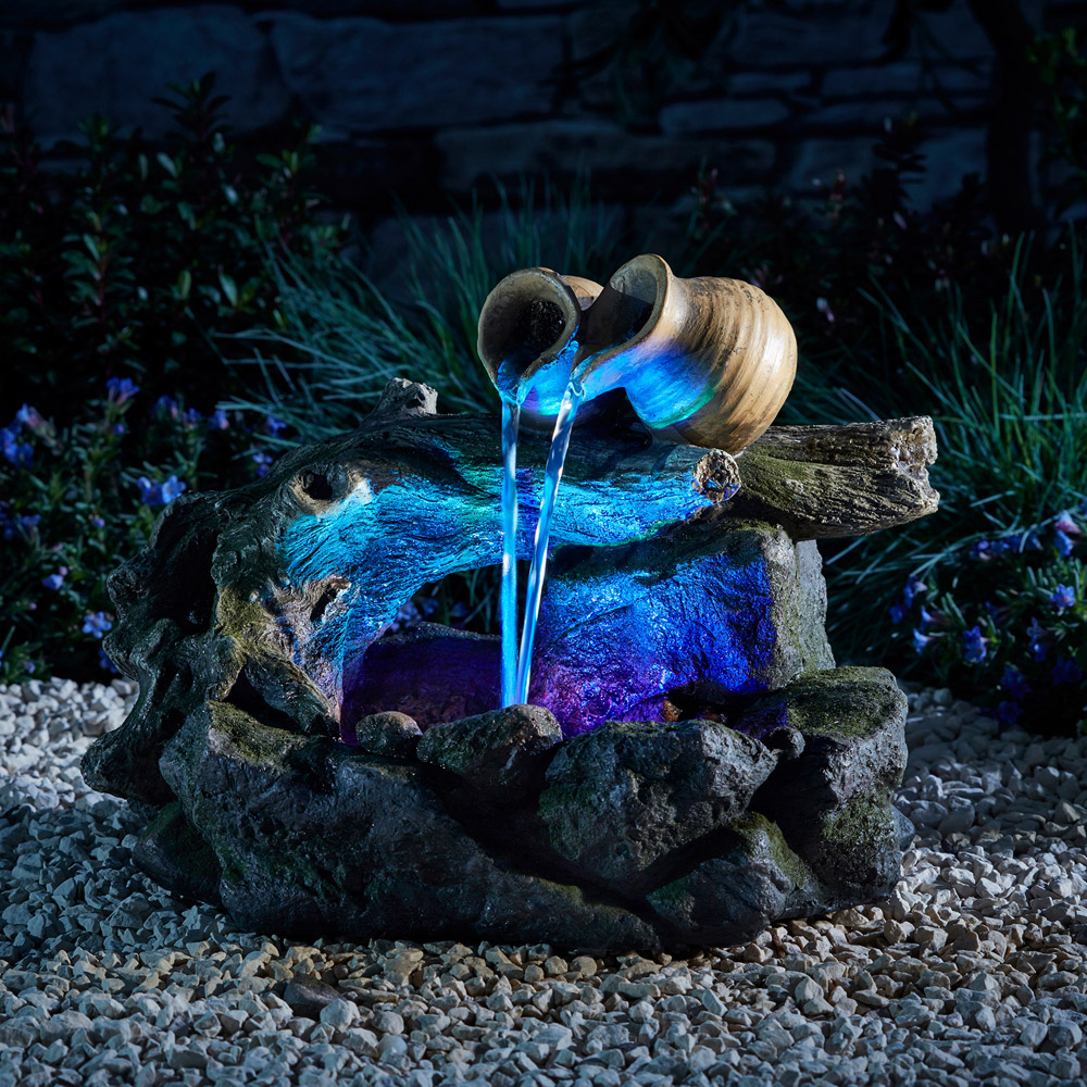 Garden Gear Tree Trunk Bridge with Pots Tabletop Water Feature Image 3